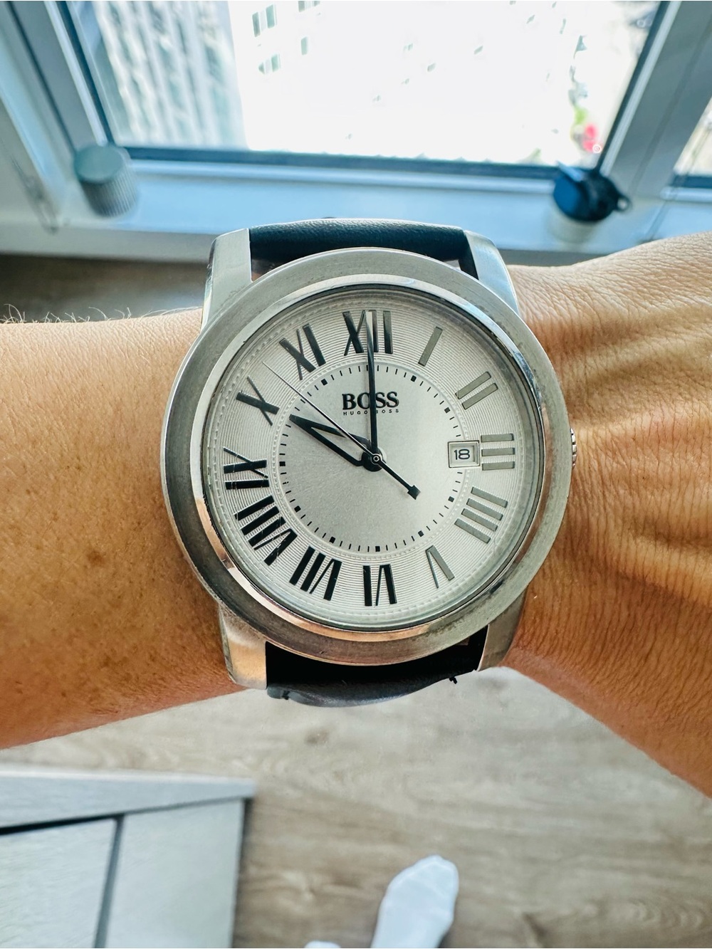 Boss Stainless Steel Watch with Black Leather Strap - Picture 1 of 10
